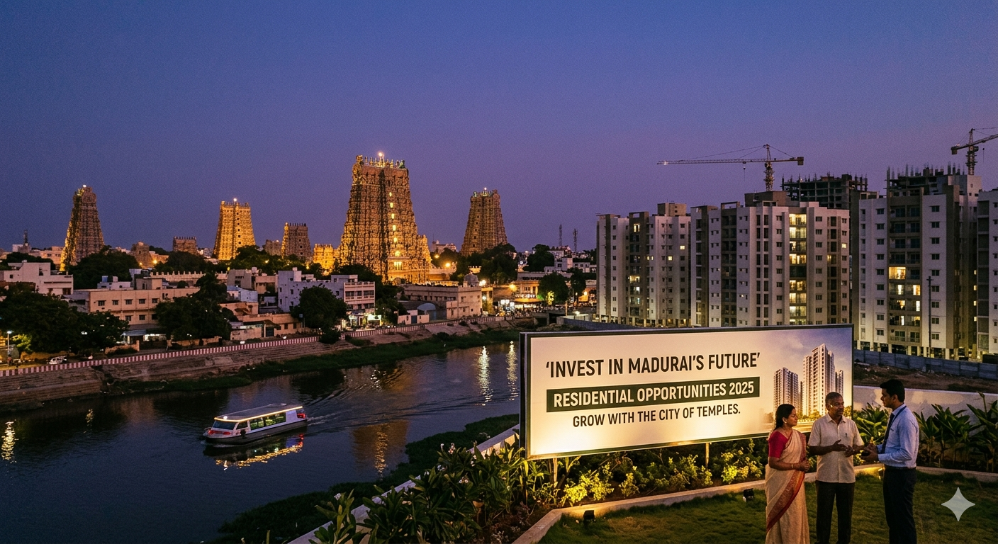 Property in Madurai 2025 investment guide showing plots, villas and apartments with high growth potential and affordable pricing